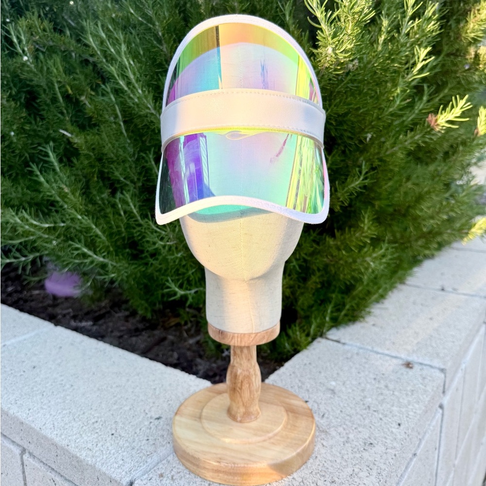 Futuristic Clear Visor Hat – Cyber Streetwear Rainbow Shield Cap